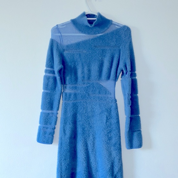 House of Sunny Sliding Doors Dress Fluffy Mesh in Blue - Picture 6 of 11
